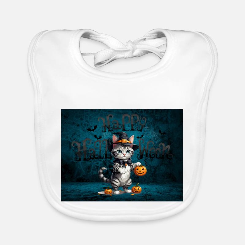 Effrayant Mignon Halloween Chat Effrayant Bavoir bio Bébé