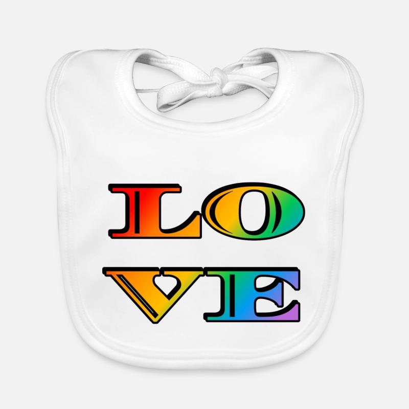 Retro Rainbow Love Organic Baby Bibs
