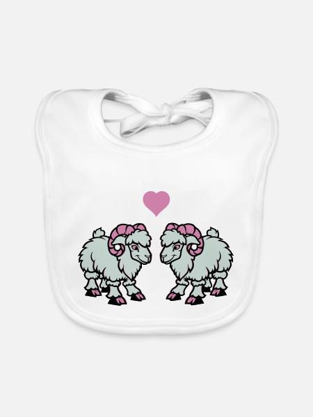 schaf comic widder love - Baby Bio-Lätzchen - Weiß - Vorne