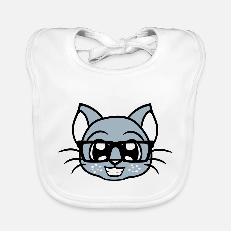Smart Nerd Cat Lunettes à monture en corne Geek Kitten Bavoir bio Bébé