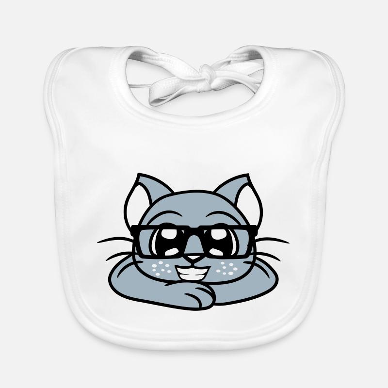 Smart Nerd Cat Lunettes à monture en corne Geek Kitten Bavoir bio Bébé
