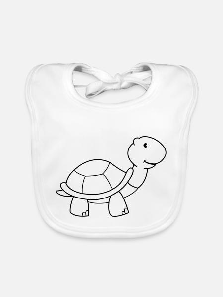 turtle - Organic Baby Bibs - white - Front