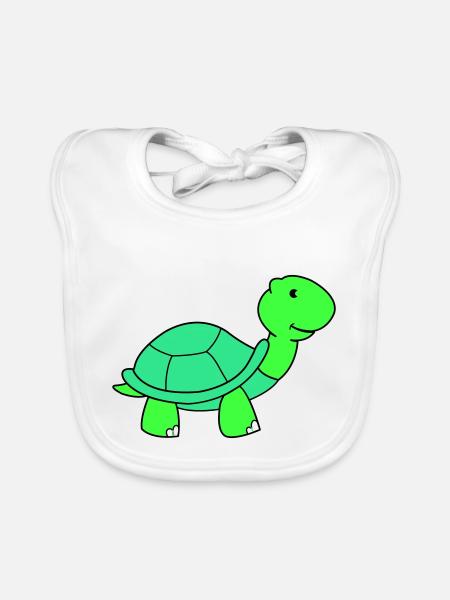 turtle - Organic Baby Bibs - white - Front