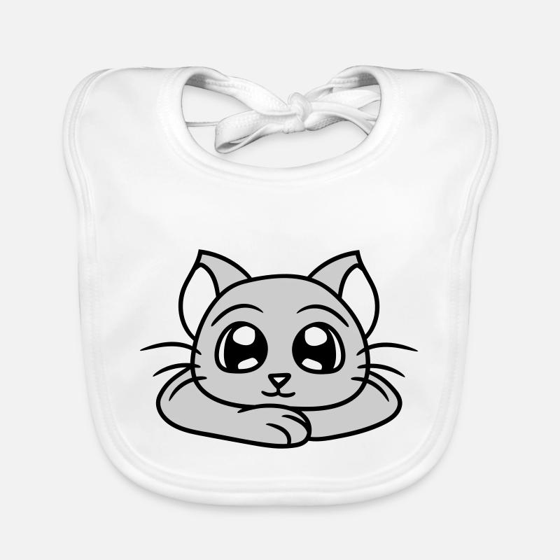 Süße Katze Guckt Glücklich Lächelndes Kätzchen Fun Baby Bio-Lätzchen