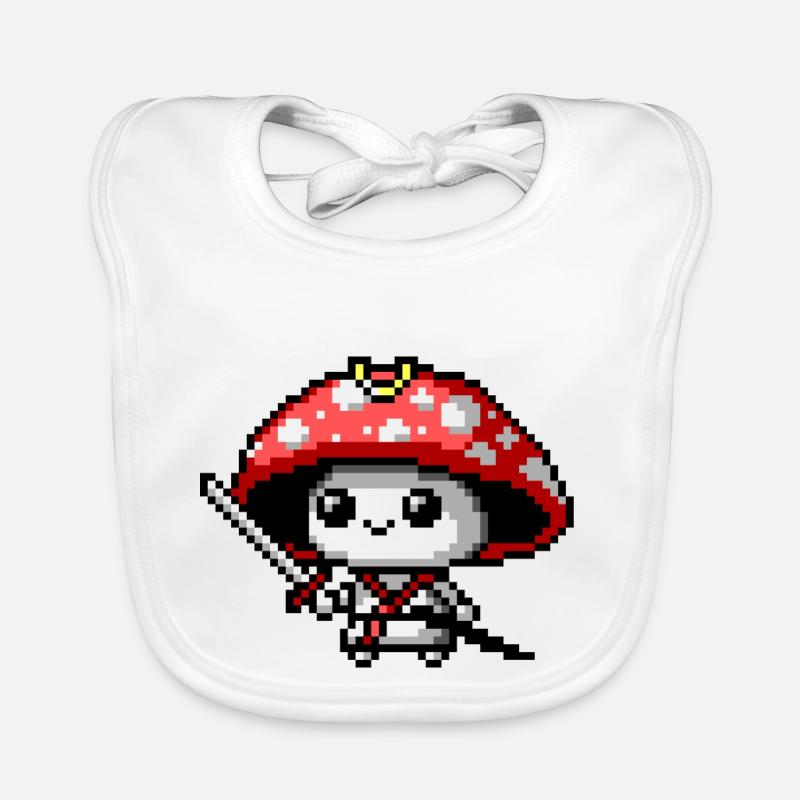 Samouraï champignon 8 bits Bavoir bio Bébé