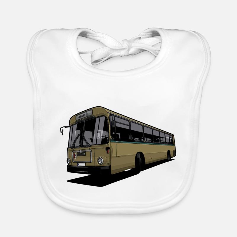 Vintage Bus // Illustration - Bavoir bio Bébé - blanc