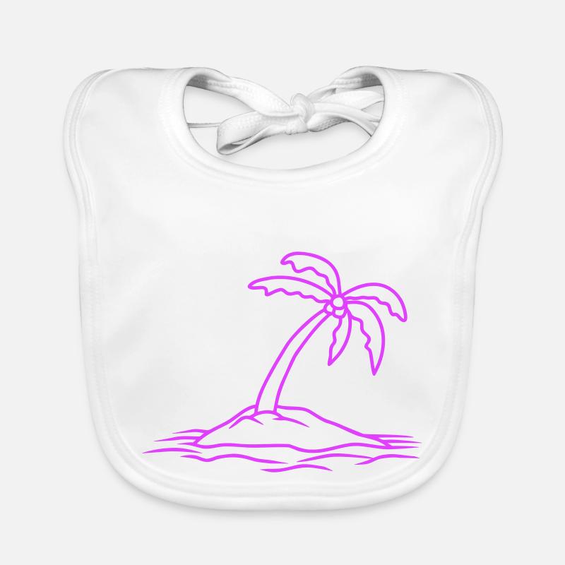 Palm Tree Island Tree Beach Holiday Coconut Sea Cool Organic Baby Bibs