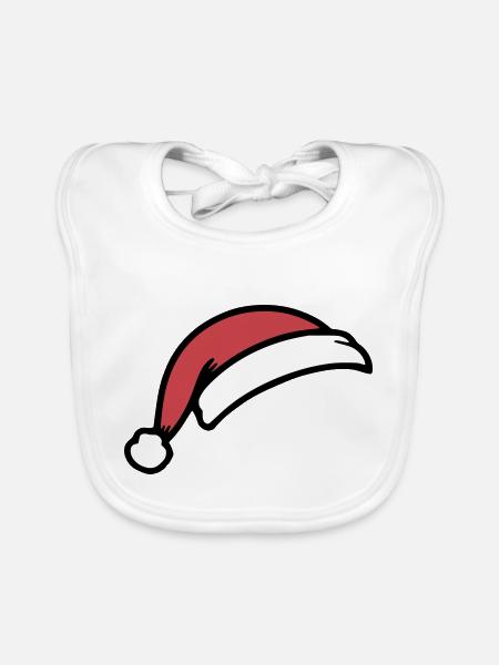 Chapeau de Père Noël - Bavoir bio Bébé - blanc - Devant