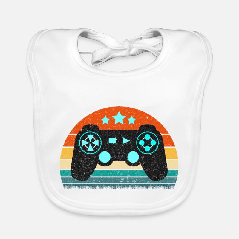 Vintage Retro Gaming Controller Organic Baby Bibs