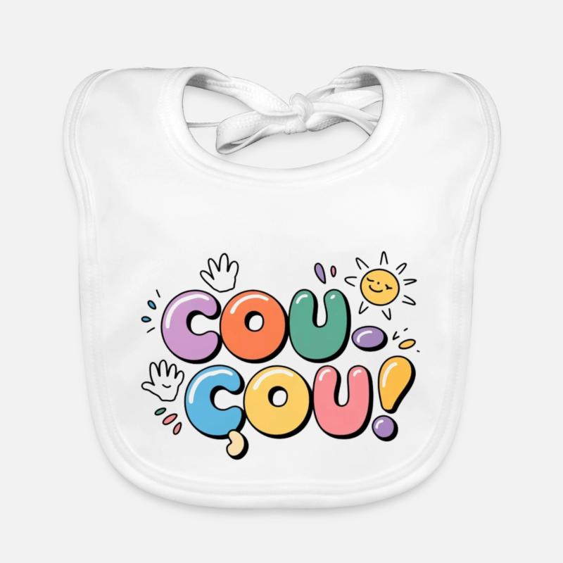 Coucou - Message en Douceur - Bavoir bio Bébé - blanc