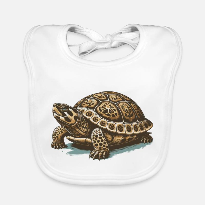 Tortue - Bavoir bio Bébé - blanc