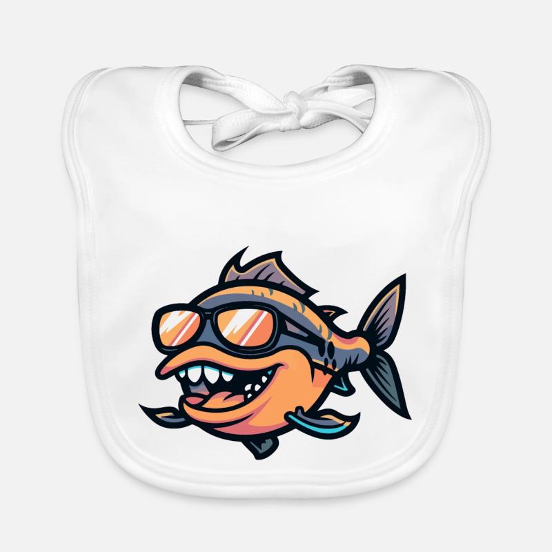 Piranha Poisson Bande Dessinée Cool Bavoir bio Bébé
