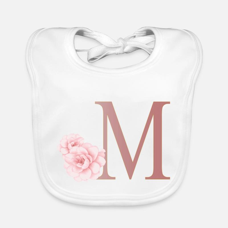 Lettre M avec des fleurs Bavoir bio Bébé