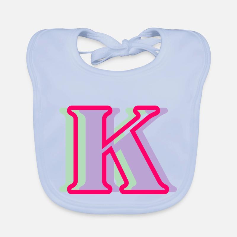 Multicolored letter k Organic Baby Bibs