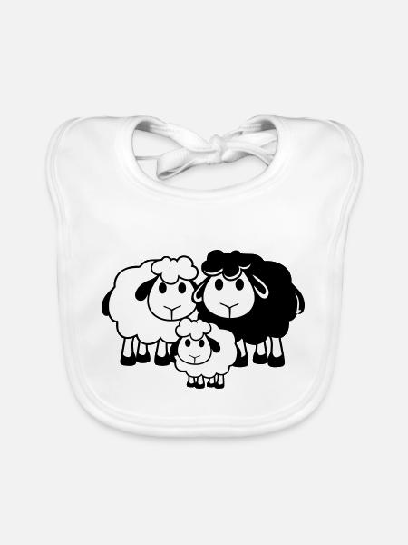 Family Sheep 3 Daddy Mom Parents Child Love Baby - Organic Baby Bibs - white - Front