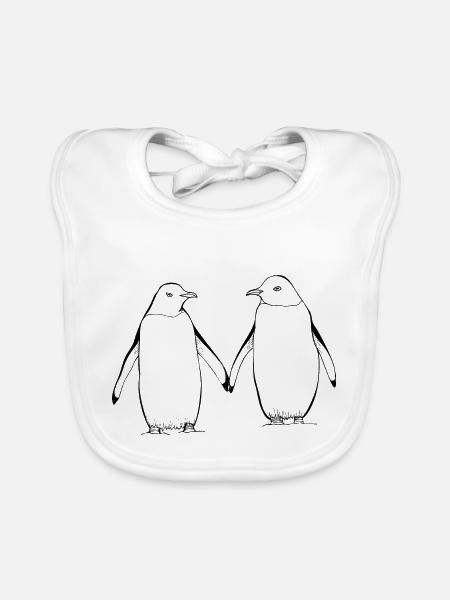 Tag der Pinguine - Baby Bio-Lätzchen - Weiß - Vorne