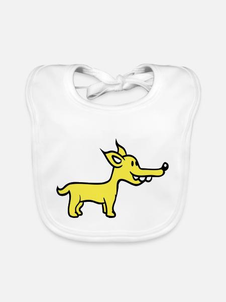 chien se tient mignon petit chiot heureux animal de compagnie - Bavoir bio Bébé - blanc - Devant