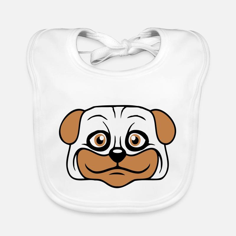 Hund Mops Klein Süß Dick Lieb Glücklich Comic Spaß Baby Bio-Lätzchen