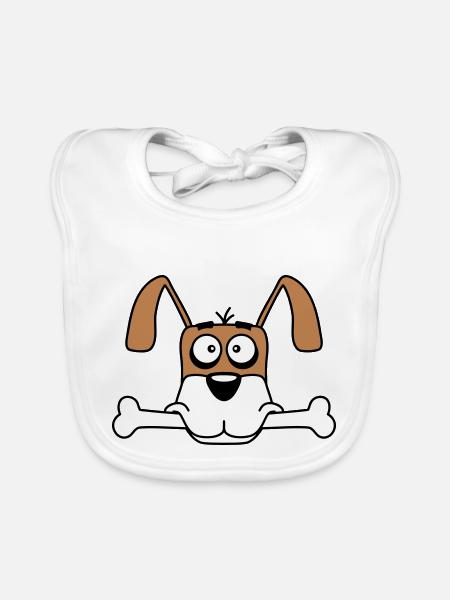 Drôle Chien Grand Os Bouche Bouche Faim Cool - Bavoir bio Bébé - blanc - Devant