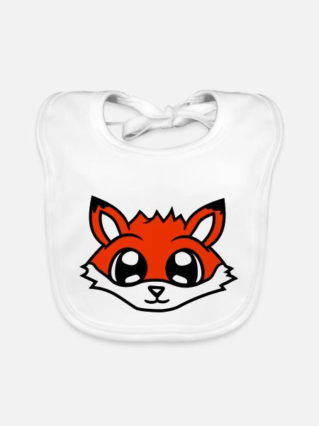 Fox Red Fox Wild Animal Clever Forest Inhabitants - Organic Baby Bibs - white - Front