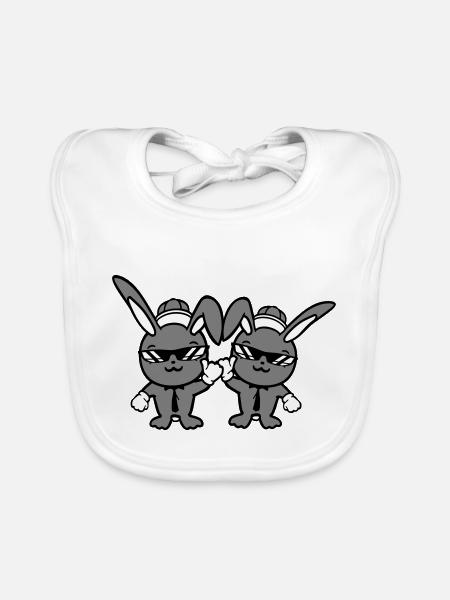 2 Bunnies Lunettes de soleil Cappy Tie Beanie Friends - Bavoir bio Bébé - blanc - Devant