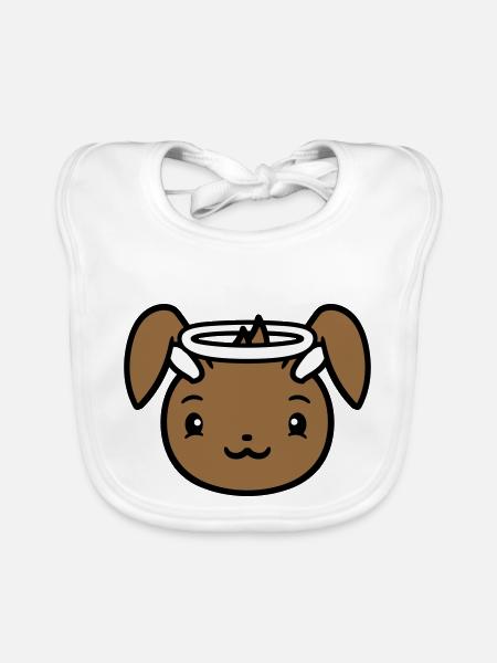 Bunny Angel Holy Heaven Good Love Halo - Organic Baby Bibs - white - Front