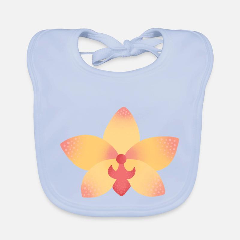 fleur d’orchidée rose orangé Bavoir bio Bébé
