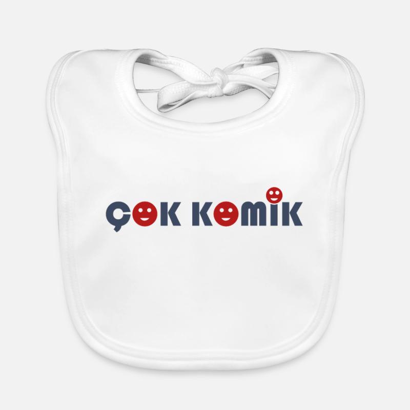 Cok Comic 3xSmiley Grey Red Organic Baby Bibs