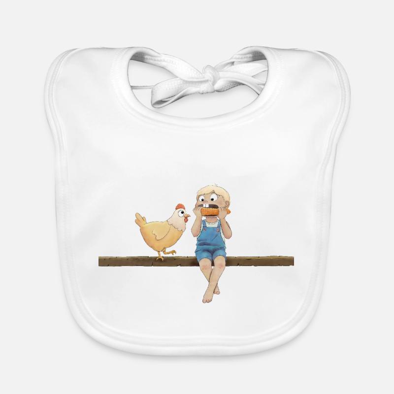 Boy with chicken and corn Organic Baby Bibs