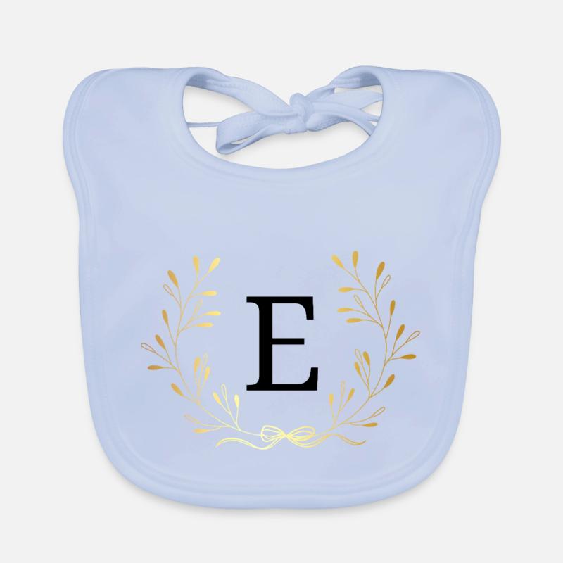 Lettre e couronne Floral doré Bavoir bio Bébé