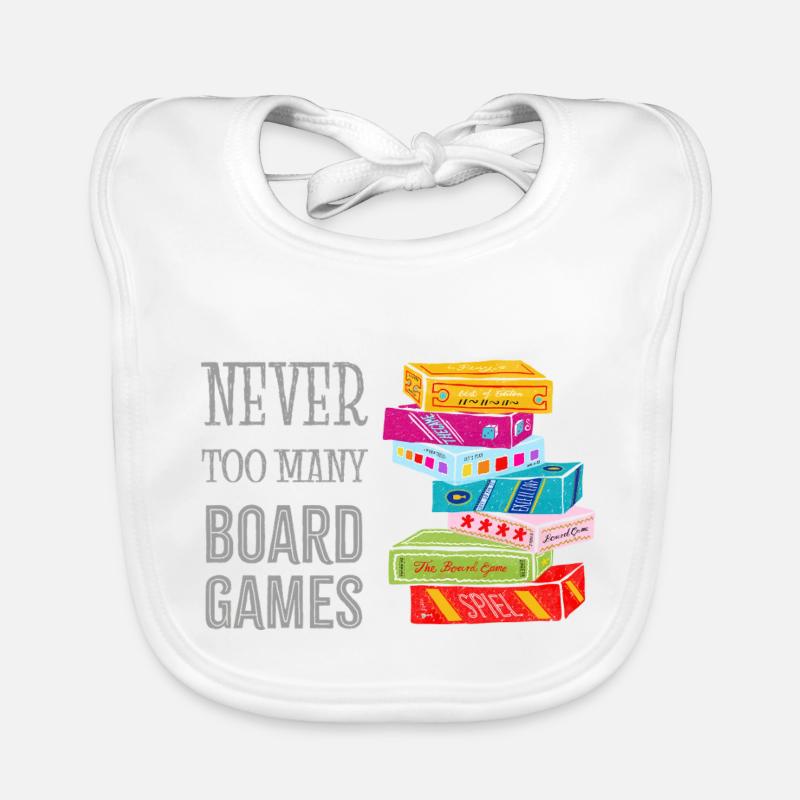 Never too many boardgames - Baby Bio-Lätzchen - Weiß