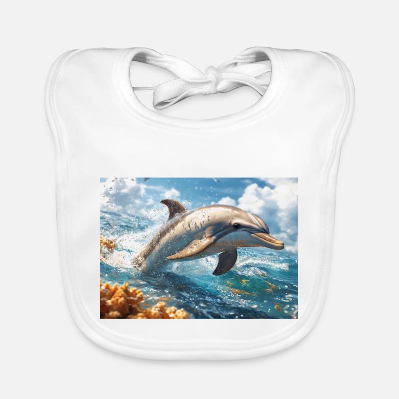 Springender Delfin Tümmler Meeressäuger Baby Bio-Lätzchen