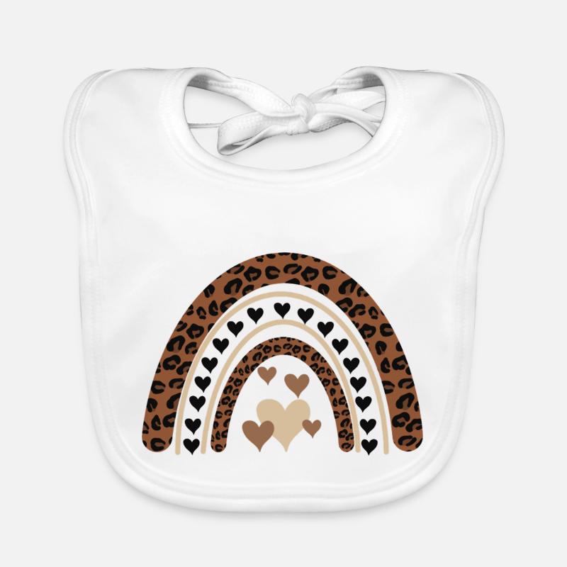 boho rainbow print rainbow neutral col - Baby Bio-Lätzchen - Weiß