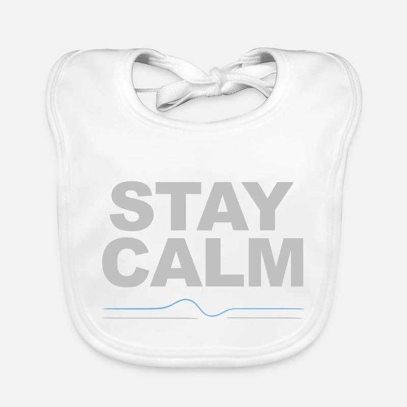 Restez calme ECG Lifeline Relax Paix - Bavoir bio Bébé - blanc