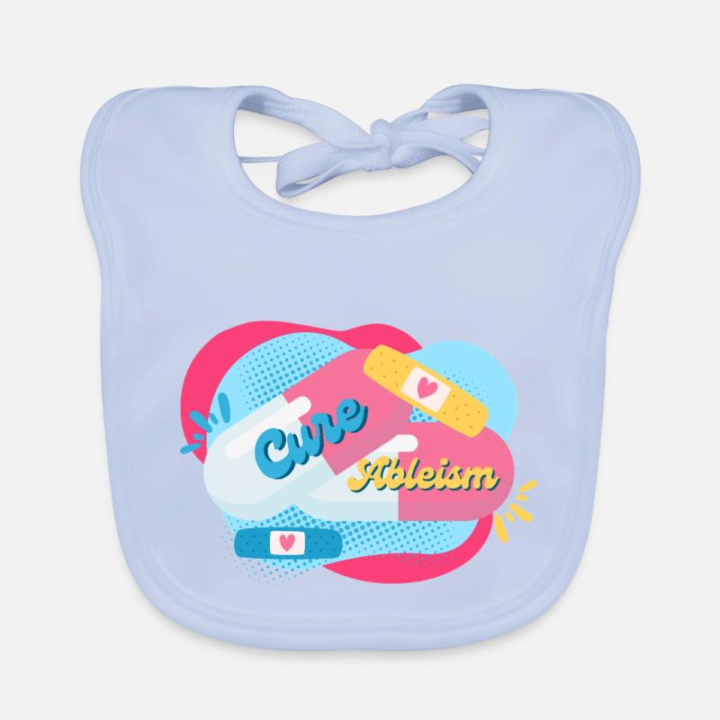 Cure Ableism Colorful Background Pills Patch Organic Baby Bibs