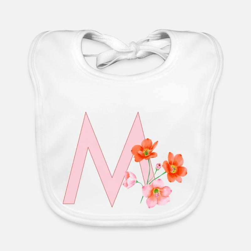 M avec des fleurs Bavoir bio Bébé
