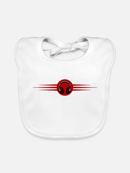 Casque Musique - Bavoir bio Bébé - blanc - Devant