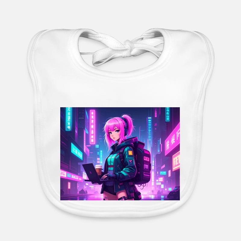 Neon Hacker Girl – Ready to Code & Conquer Baby Bio-Lätzchen