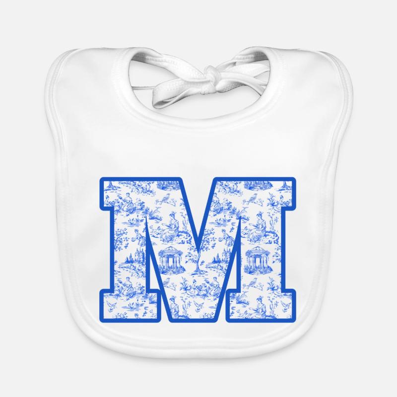 Buchstabe m blaue Chinoiserie Baby Bio-Lätzchen