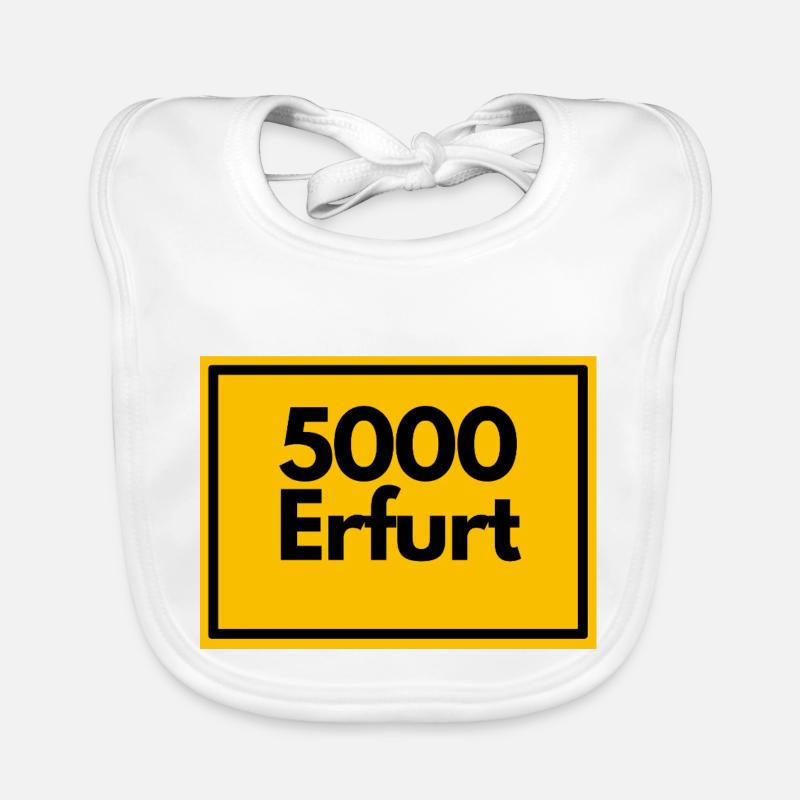 Town sign - then retro old zip code 5000 ERFURT Organic Baby Bibs