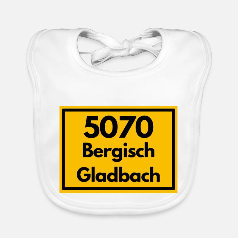 Town sign old zip code 5070 BERGISCH GLADBACHi Organic Baby Bibs