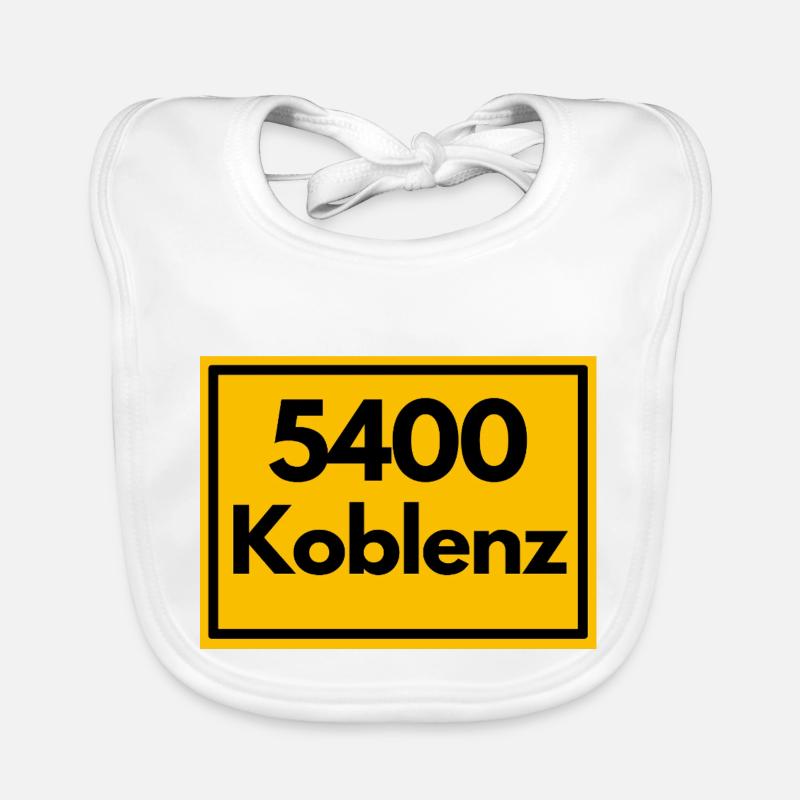 Place sign - then retro old zip code 5400 Koblenz Organic Baby Bibs