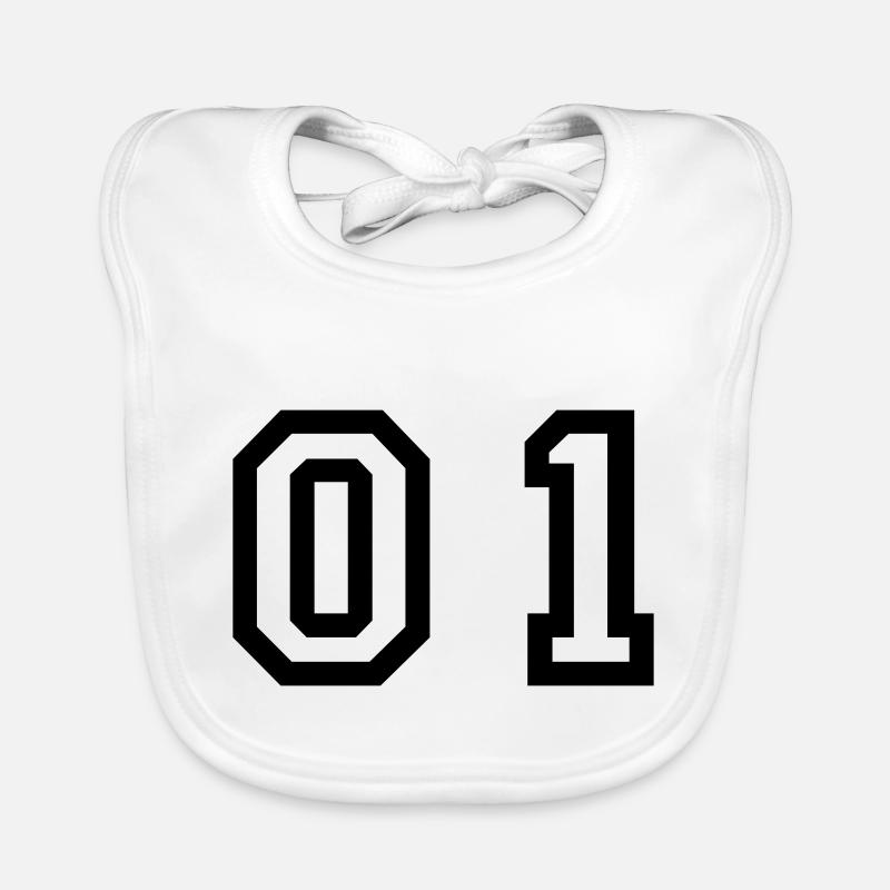 number - 01 - zero one Organic Baby Bibs