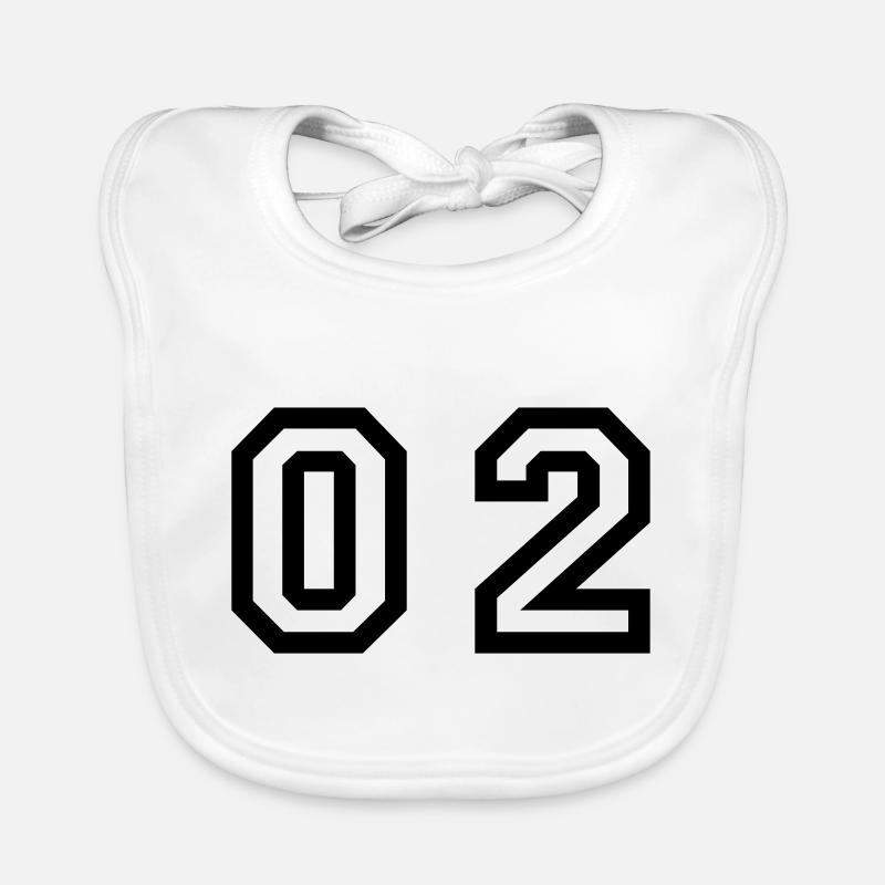 number - 02 - zero two Organic Baby Bibs