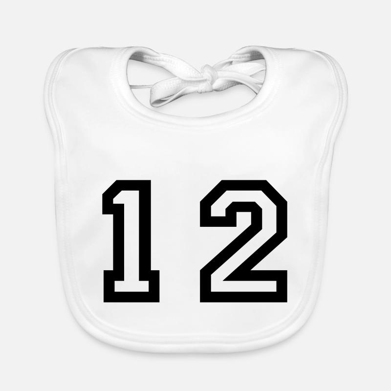 number - 12 - twelve Organic Baby Bibs