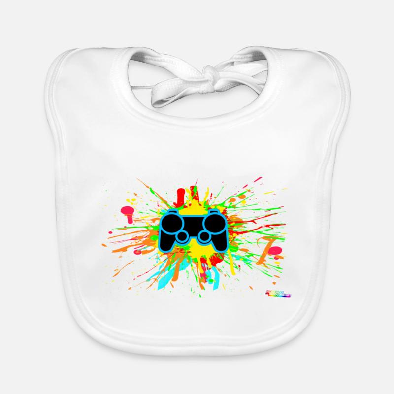 Controller-Splatter-Gamer - Baby Bio-Lätzchen - Weiß