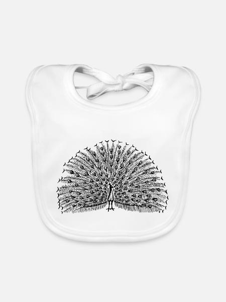 paon - Bavoir bio Bébé - blanc