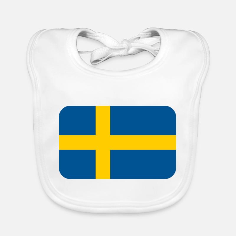 SWEDEN FLAG round corner 400 dpi - Bavoir bio Bébé - blanc