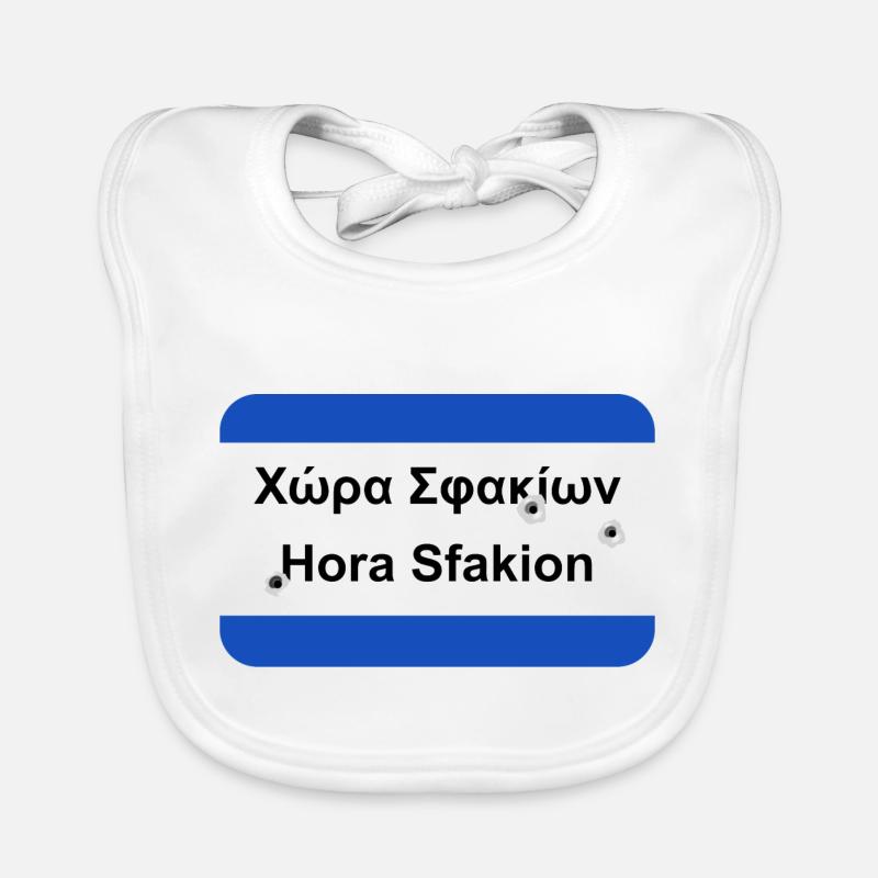 Zerschossenes Ortsschild Chora Sfakion Geschenk Baby Bio-Lätzchen