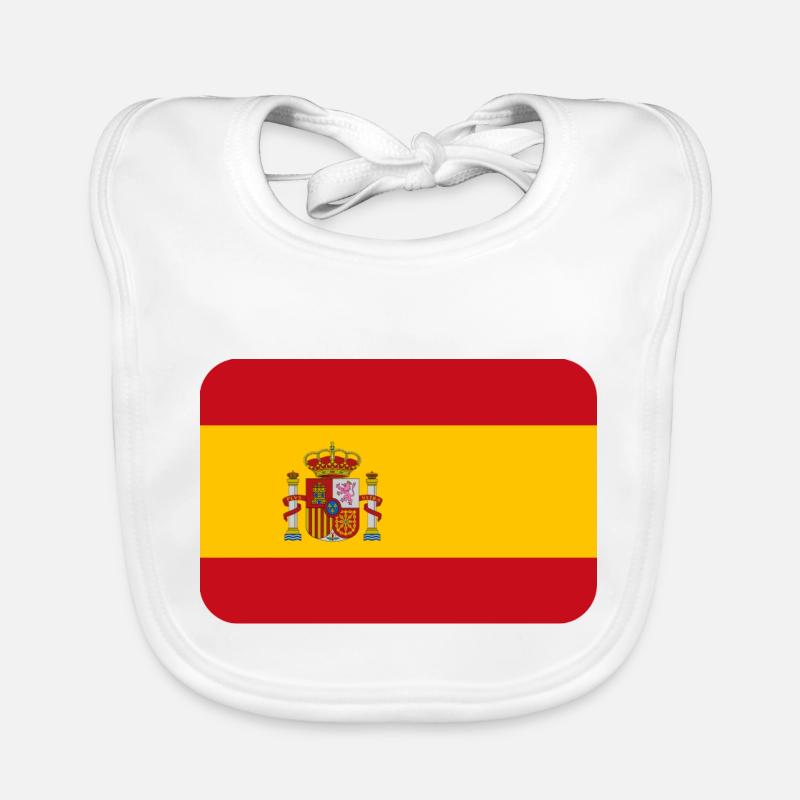 SPAIN FLAG round corner 400 dpi - Bavoir bio Bébé - blanc